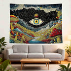 Yeoiat Tapestry Mystical Mushroom Tapestries Cosmic Valley Gaze Wall Hanging Bohemian Fantasy Bedroom Dormitory Decoration 80"x60"