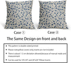 Blue Floral Pillow Covers 22x22 Set of 2 Vintage Rustic Old Style Cute Small Flower Cream Print Decorative Outdoor Pillowcases Farmhouse Throw Cushion Case Decor for Couch Sofa Bed
