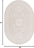 Rugs.com Outdoor Aztec Collection Rug – 5' x 8' Oval Light Gray Flatweave Rug Perfect for Living Rooms, Large Dining Rooms, Open Floorplans
