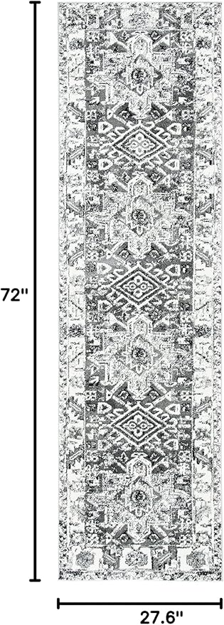 SAFAVIEH Vintage Hamadan Collection Runner Rug - 2'3" x 6', Grey & Ivory, Traditional Persian Design, Non-Shedding & Easy to Clean, Ideal for Hallway, Foyer, Entryway, Bedroom (VTH211G)