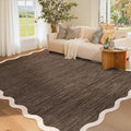 GarveeHome Scalloped Area Rug 4x6 Washable Rug Modern Traditional Floor Cover Foldable Soft Retro Entryway Rug Indoor Distressed Non Slip Carpet Floral Print Mat Bedroom Living Room Bathroom, 4'x6'