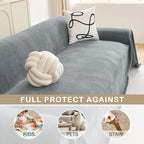 hyha Couch Cover for Dogs, Boho Sofa Covers for 3 Cushion Couch Washable, Chenille Sofa Slipcover for Pets, Soft Loveseat Sectional Couch Throw Blankets with Tassels (Grey, 88.5x150 Inch)