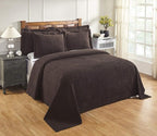 Better Trends Chenille Bedspreads Full/Double Size, Chocolate 100% Cotton Chenille Stripe Design Tufted Bedding Coverlet Soft Lightweight, 96"x110" with 2 Sham, 3 Pieces Set Jullian Collection