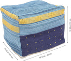 VOSAREA Pouf Cover Square Pouf Ottoman Cover Boho Linen Cushion Decorative Square Unstuffed Thick Cotton Linen Tatami Buttocks Cushion (Sky-Blue)