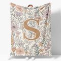 JXREQ Throw Blanket Initial Letter S Personalized Monogrammed Gifts for Women Teen Girls Frends, Boho Floral Throw Blankets for Bed Sofa Living Room Office, 50x60 Inch