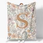 JXREQ Throw Blanket Initial Letter S Personalized Monogrammed Gifts for Women Teen Girls Frends, Boho Floral Throw Blankets for Bed Sofa Living Room Office, 50x60 Inch