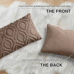 decorUhome Cozy Textured Throw Pillow Covers 12x20 Inch Set of 2, Soft Plush Faux Wool Brown Accent Couch Pillow Covers for Modern Farmhouse Sofa Bed Living Room