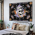 Aipon Purple Skeleton Tapestry Bedroom Skull Mushroom Tapestries Hippie Nature Plants Floral Flower Aesthetic Tapestry Wall Hanging for Living Room Dorm (Purple, 60'' × 44'')
