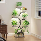 Plant Stand Indoor with Grow Light - 8 Tiered Plant Shelf Indoor, Corner Plant Stand, 49" Tall Plant Shelf with Lights for Indoor Growing, Lighted Flower Holder for Living Room, Balcony (Gray)