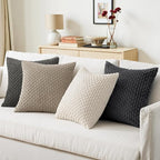 MIULEE Neutral Grey Decorative Throw Pillow Covers for Couch Bed Living Room 18x18 Inch Set of 4 Modern Western Striped Cushion Covers Soft Corduroy Pillowcases Industrial Home Decor Gradient Series