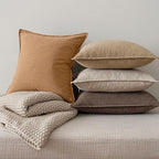 MIULEE Neutral Brown Linen Pillow Covers Pack of 4 Decorative Natural Fall Throw Pillow Covers Soft Accent Boho Farmhouse Couch Pillowcases Modern Spring Decor for Living Room Bed Sofa 24x24 Inch
