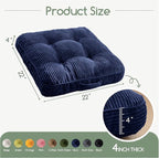 HIGOGOGO Floor Pillow Cushion for Adults, Meditation Cushion Pillow, Large Square Floor Sitting, Tufted Corduroy Cover, for Tatami Living Room or Yoga, 22x22 Inch, Navy