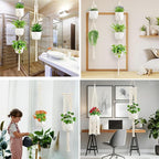 Macrame Plant Hangers, 6Pack Hanging Plant Holders Indoor w/ 6 Set Hooks Handmade Cotton Rope Plant Hangers Set Flower Pots Holder Stand Boho Home Decor Hanging Planters for Indoor Outdoor Plants