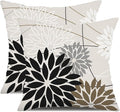Black Brown Outdoor Pillow Covers 20x20 Inch Set of 2 White Gray Flower Throw Pillows Farmhouse Outdoor Modern Floral Polyester Square Cushion Case Decor for Sofa Patio Funiture Garden 01A20