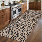 Tangsoo Easy Jute Rug 2x6 Washable Runner Rug for Hallways,Neutral Geometric Thin Non-Slip Indoor Carpet Runner Farmhouse Long Outdoor Rnner Mat for Kitchen Entryway Laundry Bedroom