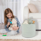Cotton Rope Baskets For Girls Boys Kids 16”X14” Baby Laundry Basket Nursery Bin Round Woven Basket Organizer For Storage Toys Blankets Shoes Clothes light green