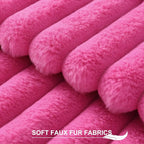Pallene Faux Fur Plush Lumbar Throw Pillow Covers 12x20 Set of 2, Luxury Soft Fluffy Striped Decorative Pillow Covers for Sofa, Couch, Living Room, Hot Pink