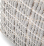 SIMPLIHOME Noreen Square Pouf - 18 inch Wide Upholstered Handwoven Cotton Ottoman in Light Blue and White, Boho Footstool or Extra Seating for Living Room with Polystyrene Filling, Assembled