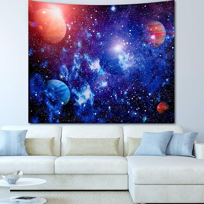 Space Tapestry for Bedroom Aesthetic Outer Space Galaxy Night Starry Sky Stars Universe Tapestry Nebula Wall Hanging Backdrop for Living Room Dorm Home Decoration (60'' x 79'')