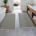 MIULEE Set of 2 Waffle Bathroom Runner Rugs, Boho Bath Rug Non Slip Washable, Super Absorbent Runner Bath Mats, Rubber Backed, Ideal for Hallway Laundry Room, Dark Grey & Yellow, 2'x5'(24x60 Inch)