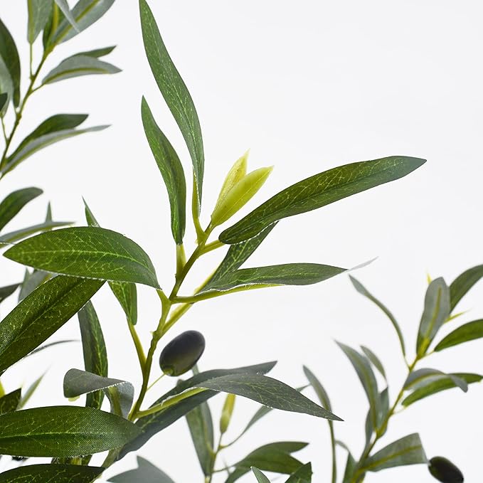 6ft (71”) Artificial Olive Tree, Tall Fake Olive Plant with Basket, Faux Olive Silk Tree for Mordern Indoor Home Livingroom Office Floor Corner Décor