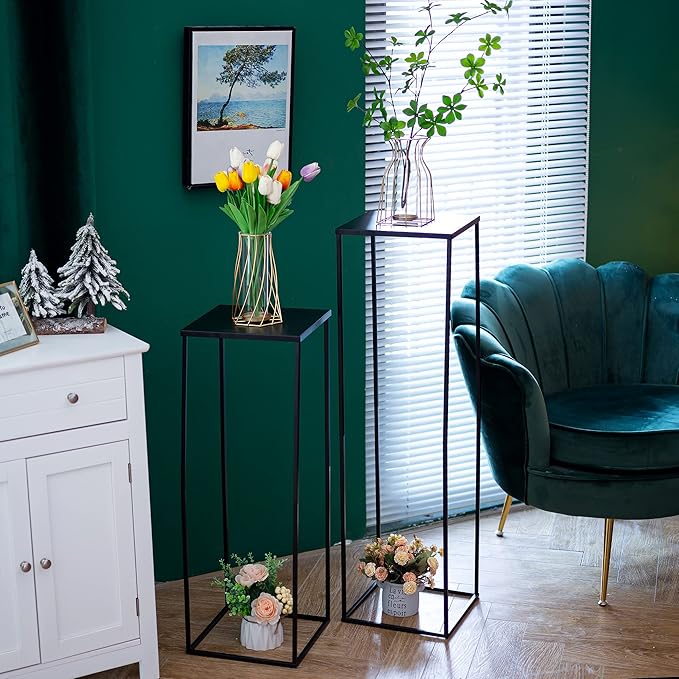 Black Plant Stand Indoor: 39.4” Tall Pedestal Stand for Wedding Centerpieces Party Event Center Pieces Decoration for Table Home Decor 2 PCS