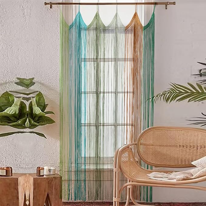 IOWER Macrame Curtain Macrame Boho Doorway Window Curtains for Wall Door Divider Windows Door Wedding Background(Colorful)