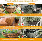Legigo 4 Pack 8 Inch Hanging Basket Coco Liners Replacement, 100% Natural Round Coconut Coco Fiber Planter Basket Liners for Hanging Basket Flowers/Vegetables