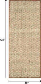 SAFAVIEH Natural Fiber Collection Runner Rug - 2'6" x 10', Natural & Brown, Seagrass, Basketweave Pattern with Border (NF114B)