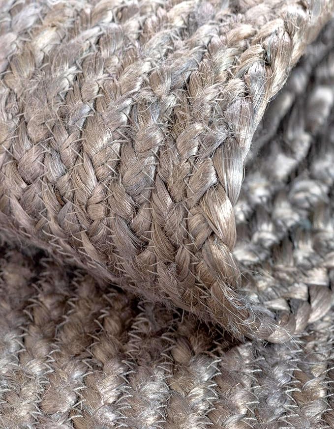Unique Loom Braided Jute Collection Area Rug - Dhaka (8' Round, Gray)