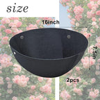 2PCS 16 Inch Round Hanging Basket Liners - Non-Woven Felt Replacement Inserts for Hanging Baskets - Black - Outdoor Plants - Avoid Bird Nesting