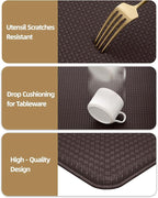 Color&Geometry Anti Fatigue Cushion Padded Kitchen Mat for Floor - 17x29+17x59,Easy Clean, Waterproof & Oil Proof, Anti Slip, Foam Rubber Runner Rug for Front Sink Comfort Standing, Brown Set of 2