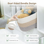 Cotton Rope Storage Basket, 15x10x9 Inches, Woven Basket for Shelves, Clothes, Towels, Books, and Laundry, White Brown (2 Pack)