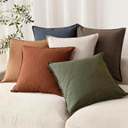 Foindtower Pack of 2, Decorative Linen Soild Throw Pillow Covers Soft Accent Cushion Case Farmhouse Neutral Pillowcase for Chair Couch Sofa Bedroom Living Room Home Decor 20 x 20 Inch Fall Rust Orange
