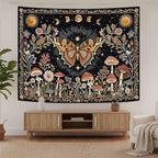 Accnicc Boho Butterfly Tapestry Mushroom Sun and Moon Hippie Wall Tapestry for Bedroom Aesthetic Vintage Floral Plant Small Tapestries Wall Hanging for Dorm Living Room Decor 60 x 44 Inch