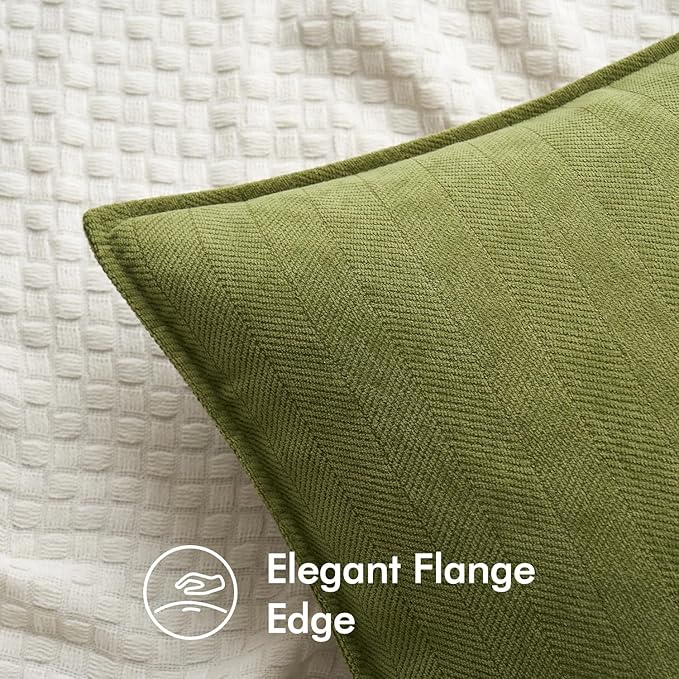 MIULEE Pack of 2 Moss Green Decorative Pillow Covers 20x20 Inch Soft Chenille Luxurious Couch Throw Pillows Farmhouse Cushion Covers with Elegant Design for Sofa Bedroom Living Room Spring Home Decor