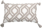 Boho Pillow Covers 12X20 Inch Boho Tufted Throw Pillow Covers Decorative Tassels Cushion Cover Farmhouse Pillow Case for Couch Sofa Bed Living Room Bedroom, Taupe