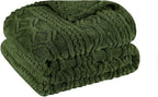 Superior Fleece Boho Jacquard Blanket, Decorative Blankets for Bedroom, Sofa, Fuzzy, Plush, Fluffy, Soft, Cute Room Decor, Beautiful Cover, Comfort Essentials, Arctic Collection, Throw, Green