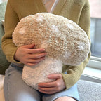 Mushroom Throw Pillow Tufted Shape Decorative Cushion 15” x 15” – Decor for Bed, Couch, Living Room (Cream)