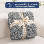 NEXHOME PRO Soft Throw Blankets for Couch, Reversible Warm Blankets Cozy Knit Blanket for Women, Fuzzy Plush Lightweight Throws for Sofa, Bed, Picnic, Black 50 x 60 inches