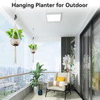 USLAI Macrame Plant Hanger Indoor Outdoor, Up to 4-12 inch Pot, Heavy 20lb Planters, Extra Long Strong Hanging Planter Basket Holder, Boho Home Decor, 42+42 Inch, Ivory (POTS NOT Included)