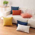 Pack of 2 Corduroy Decorative Throw Pillow Covers 12x24 Inch Soft Striped Pillow Covers Modern Farmhouse Home Decor for Sofa Living Room Couch Bed（Blackish Green）