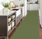 EARTHALL Runner Rug 3x20 Ft Washable Runners for Hallways Extra Long Woven Non Slip Entryway Runner Braided Kitchen Runner Indoor Outdoor Carpet Runners for Hotels, Officel, Stair, Green