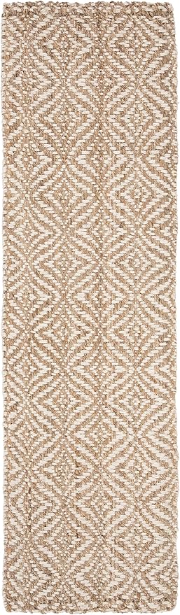 SAFAVIEH Natural Fiber Collection Runner Rug - 2'6" x 6', Natural & Ivory, Handmade Boho Farmhouse Woven Jute, Ideal for High Traffic Areas in Living Room, Bedroom (NF185A)