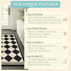 Black and White Checkered 2x5 Easy Jute Laundry Room Rug Runner, Laundry Floor Mat, Washable Non Slip Diamond Boho Carpet for Entryway, Bathroom, Kitchen, Checkerboard Modern Farmhouse Mat