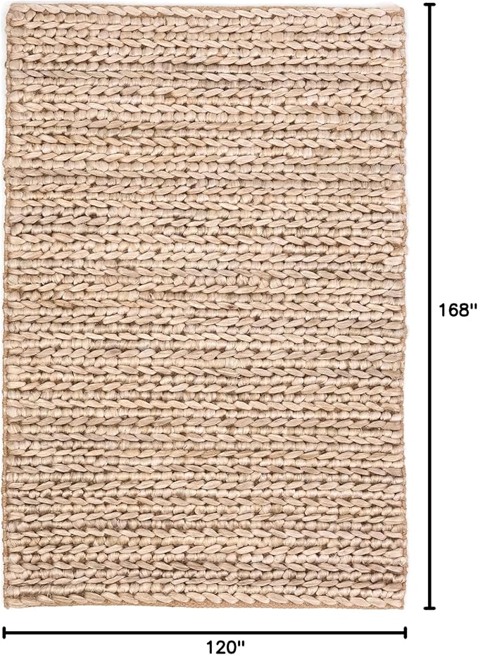 Dash & Albert Jute Handwoven Bleached Oak Rug, 9.5 X 13.5 Feet, Tan Solid Pattern