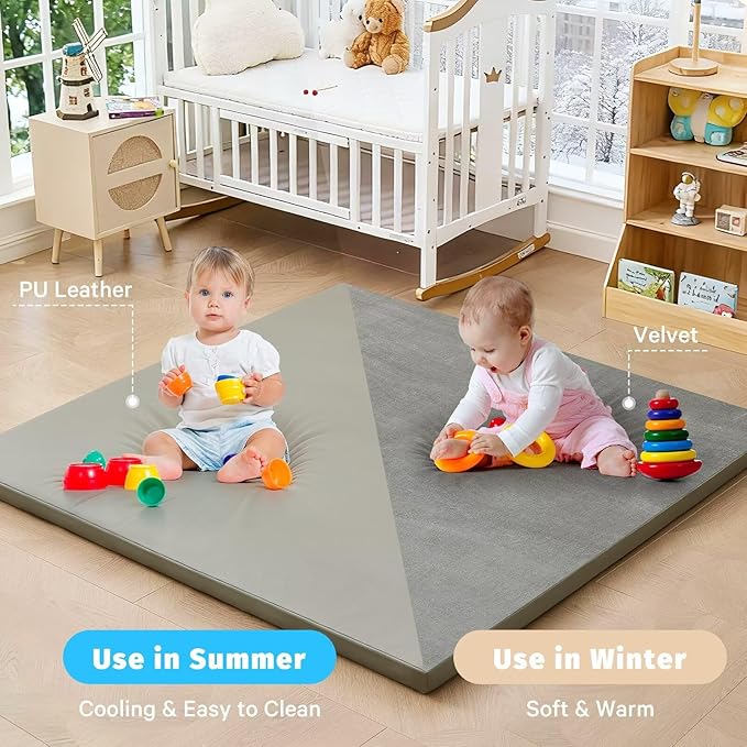 Waterproof Baby Play Mat for Floor Memory Foam 74 * 50 Cushion Playpen Playmat Tummy Time Crawling Mat Nursery Rug Thick Pad Create Soft & Safe Area for Infants,Toddler,Kids,Grey