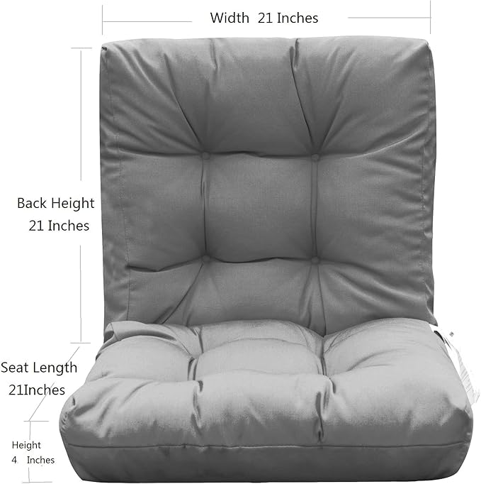 QILLOWAY Outdoor Seat/Back Chair Cushion Tufted Pillow, Spring/Summer Seasonal All Weather Replacement Cushions. (Grey)