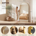 Antok 91" x46” Arched Full Length Floor Mirror, Gold Aluminum Frame, Free Standing/Wall Mount/Leaning for Bedroom, Living Room, Dressing Room