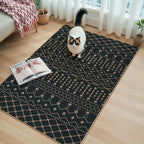 Lahome Moroccan Easy Jute Entryway Rug, 3x5 Black and White Rug for Living Room, Non-Slip Washable Small Area Rugs, Modern Geometric Indoor Outdoor Carpet for Kitchen Porch Patio